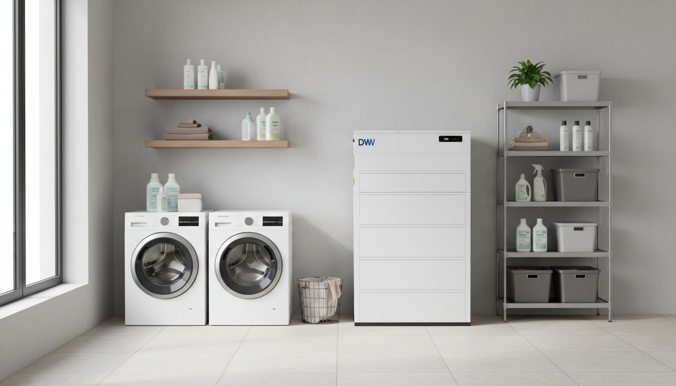 DWW Stromspeicher in einem modernen Hauswirtschaftsraum